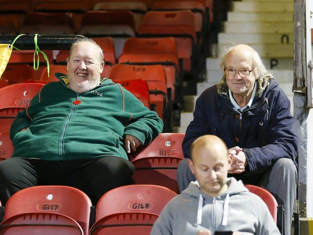 Stags fans during the Papa John's Trophy match against Grimsby Town.
