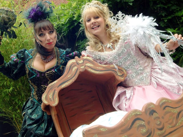 Actress Natalie Cleverley as the bad fairy, alongside Emmerdale-star Melandra Burrows as the good fairy.