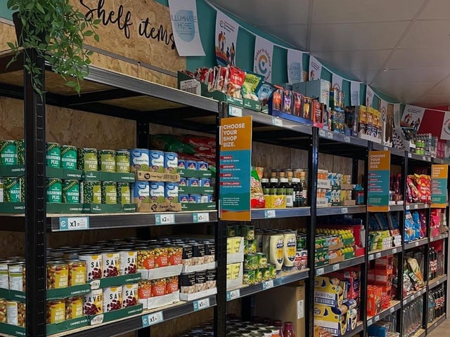 All items are clearly labelled and categorised. For example, here you can find shelf items such as canned goods and packets.