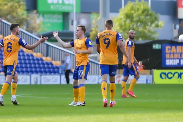 Danny Johnson celebrates his goal against Rochdale.  Pic: Chris Holloway / The Bigger Picture.media
