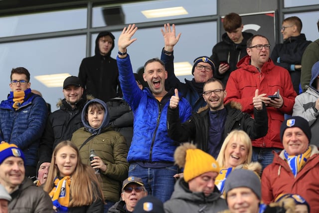 Mansfield Town fans enjoy the day at Newport County.