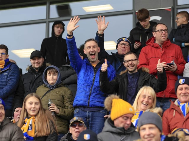 Mansfield Town fans enjoy the day at Newport County.