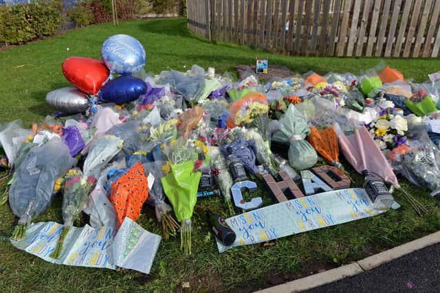 Flowers and tributes left in memory of Derbyshire dad Chad Allford.