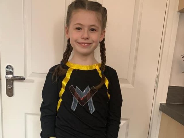 Millie Evans, 7 from Warsop Vale, dressed as Imogen from Vetman