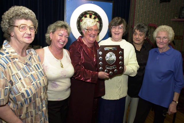 In 2001 the Bentley and District Ladies Darts League held their annual finals and presentation night at the Trades and Labour Club, North Bridge. Our picture shows Doncaster Star charity shield three-a-side competition finalists, from left, Londesborough Club's Connie Harrison, Karen Benjer and Cyny Phillips, and Comrades Club's Jackie Cross, Joan Fendall and Vera Atkinson.