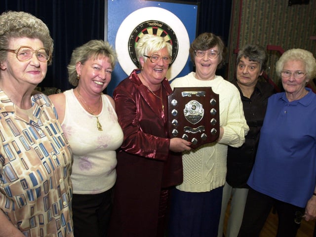 In 2001 the Bentley and District Ladies Darts League held their annual finals and presentation night at the Trades and Labour Club, North Bridge. Our picture shows Doncaster Star charity shield three-a-side competition finalists, from left, Londesborough Club's Connie Harrison, Karen Benjer and Cyny Phillips, and Comrades Club's Jackie Cross, Joan Fendall and Vera Atkinson.