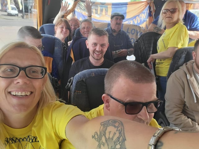 One of many Stags minibuses heading down the M1.