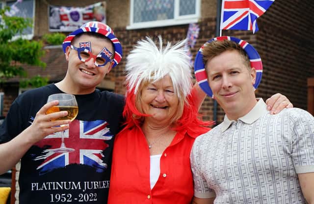 Residents on Harworth Close held their very own street party. Pictured are Gary Bailey, Yasmin Malchrzak and Thomas Tatton.