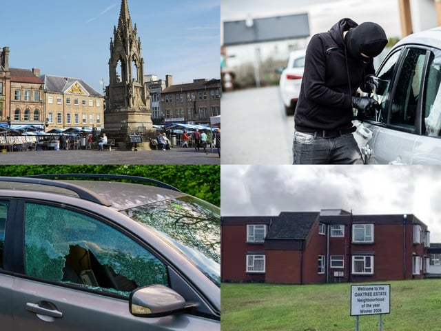 These were the areas of Mansfield with the greatest number of reported vehicle crime incidents in March this year.