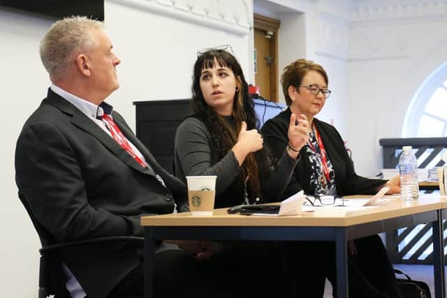 Ashfield MP Lee Anderson, politics tutor Megan McQueen and Sherwood Forest Hospitals director of nursing Shantell Miles.