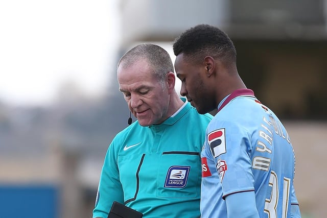 Referee Graham Salisbury takes the name of Jennison Myrie-Williams of Tranmere Rovers. One of 83 yellows for Rovers, who also had six red cards.