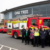 Nottinghamshire Fire and Rescue Service (NFRS) staff joined Mansfield District Council and Nottinghamshire Police at Oak Tree Leisure Centre, for the formal unveiling of the fire engine.
