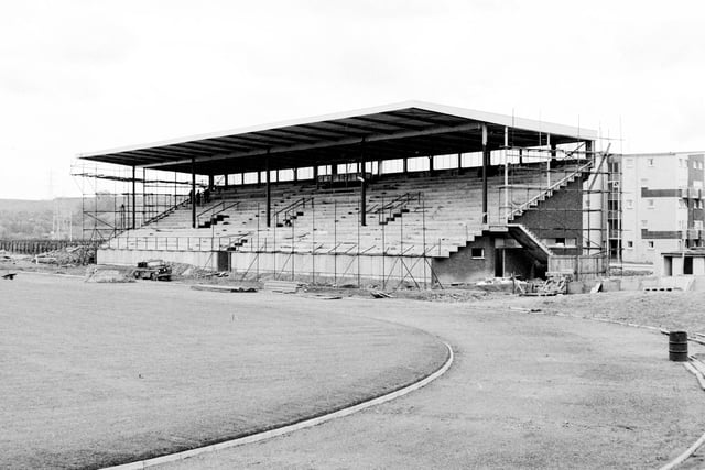 Construction of the new sports and football stadium at Grangemouth in June 1966.