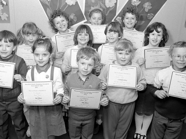 These Forest Town kids proudly show off their certificates in 1986,