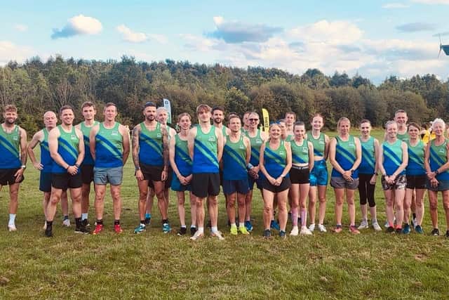 Mansfield Harriers before the race at Shipley Park