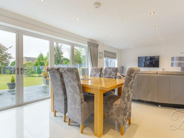 Ideally positioned in front of the bi-folding doors is this dining area within the open-plan section of the £620,000 property.