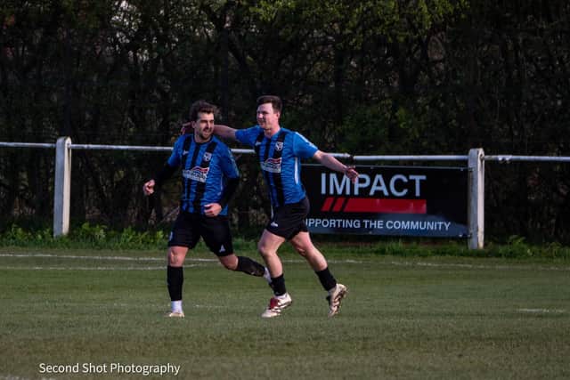 Jordan Black celebrates scoring Selston's second