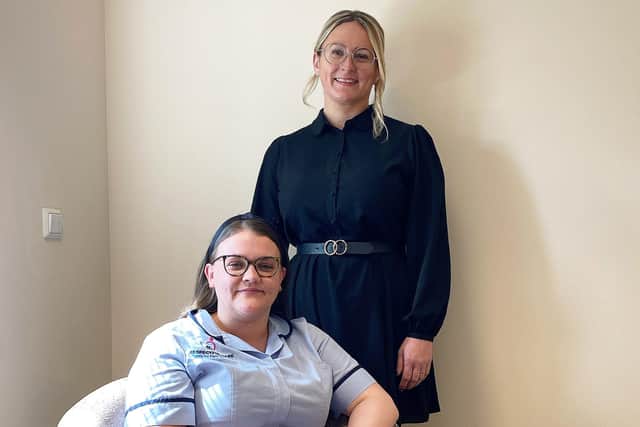 Eloise King (seated) with registered care manager Keeley Riley