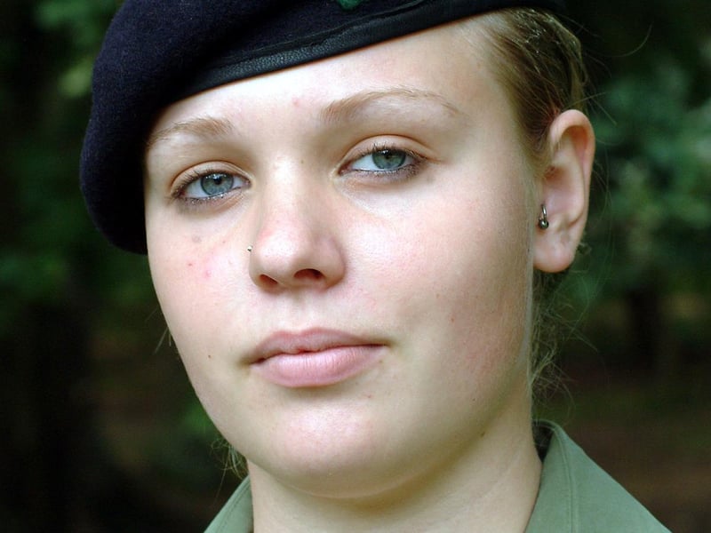 Re-badging ceremony for B (Mercian) Company at Major Oak. Pictured is Lance Corporal Kayleigh Tucker, then 15, Ollerton Detachment of B Company wearing the old B-Company beret and badge.