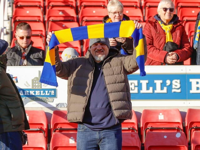 Mansfield Town fans at the defeat to Swindon Town.
