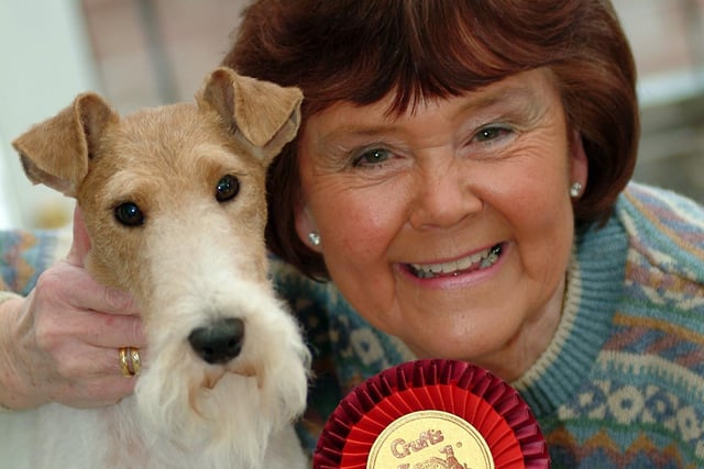 Maddie the dog won two awards at Crufts 2008 pictured with owner Sue Nixon
