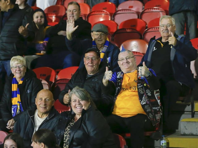 Stags fans during the Papa John's Trophy match against Grimsby Town.
