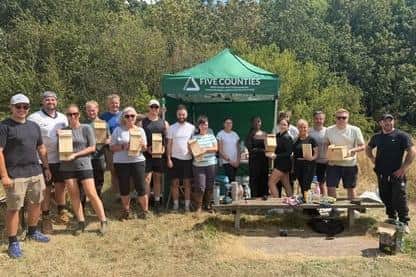 Miller Homes’ team with Groundwork volunteers, working at Poulter Country Park in Mansfield