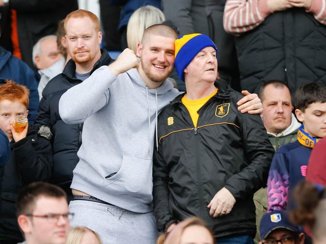 Mansfield Town fans ahead of the win over Stevenage.