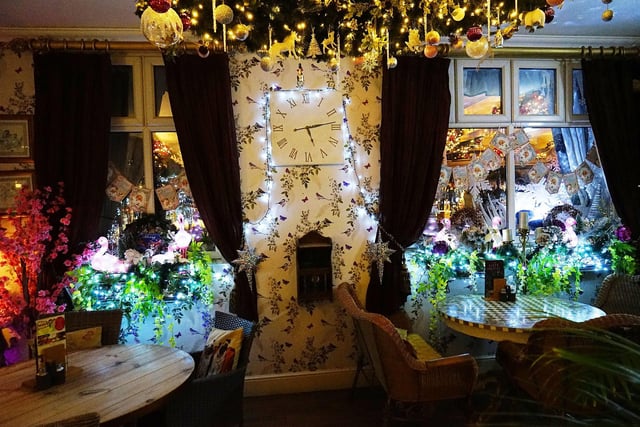 The twinkling lights provide the perfect venue for a pint and a meal.