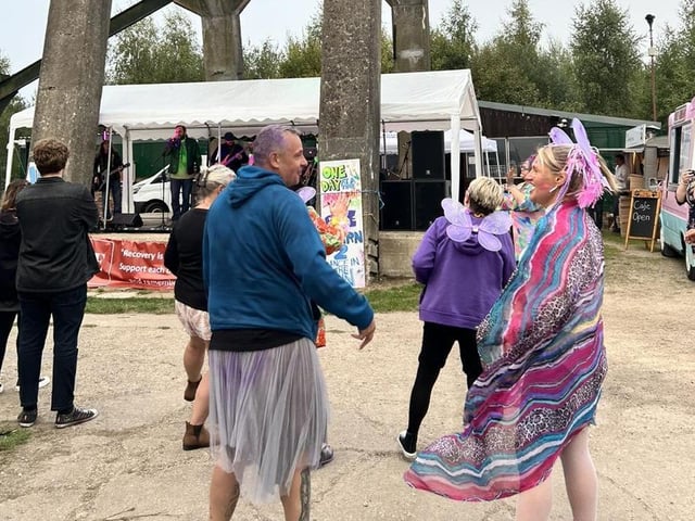 Festival-goers at the historical site.