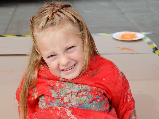 Five year old Jessie Warsop from Kirkby, leaves her mark on the fun day.