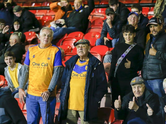 Stags fans during the Papa John's Trophy match against Grimsby Town.