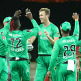 Billy Stanlake takes a wicket for the Melbourne Stars in the Big Bash League. (Photo by Chris Hyde/Getty Images)
