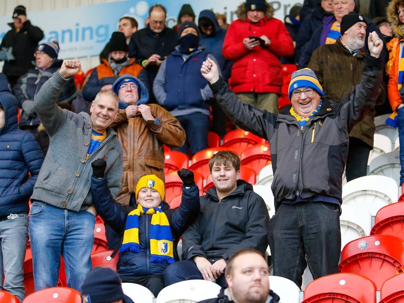 An army of over 3,300 Mansfield Town supporters watched the win at Doncaster. Can you spot a friend here?