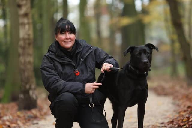 New police drugs sniffer dog Dougie with his handler PC Nic Crabtree