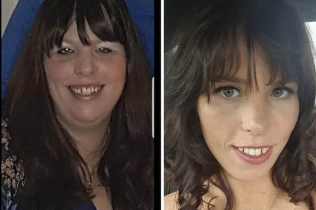 Gemma Johnson is pictured before and after losing weight.