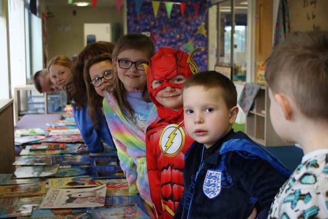 Children garthered to share some of their favourite stories at a book swap