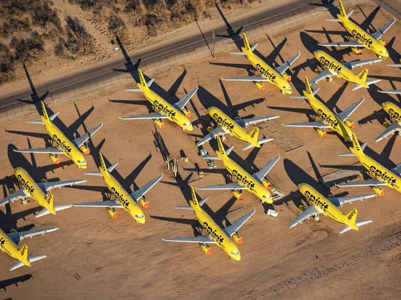 These astounding images show billions of dollars worth of aircraft parked up and disused due to COVID-19 travel restrictions.