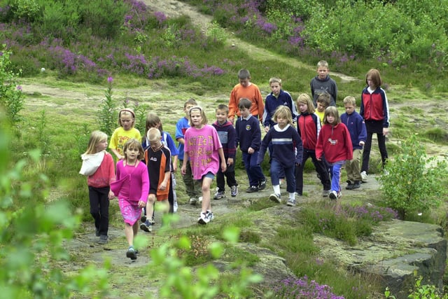 Kids on top of Wadsley Common on a sponsored walk to raise cash for a play scheme at Dykewood Drive
