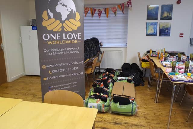 Pictured: The winter survival kits and Covid hygiene packs at Beacon House