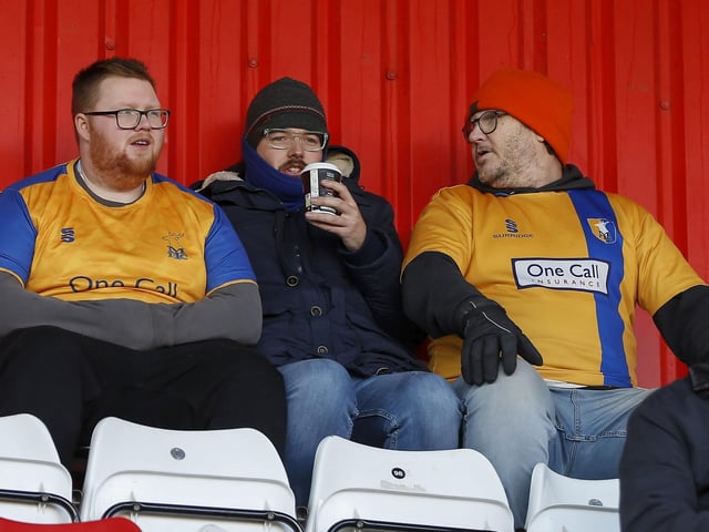 Mansfield Town fans at the Lamex Stadium for the match against Stevenage.