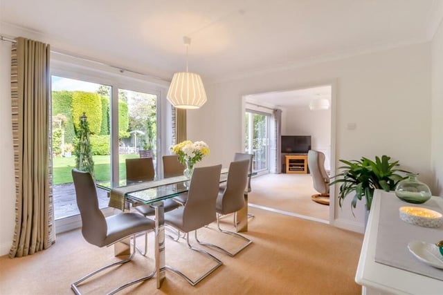 Next to one end of the lounge is this delightful dining room, which also has double-glazed, slidjng patio doors that lead to the rear garden. As with the lounge, there is coving to the ceiling too.