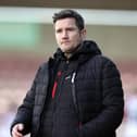 NORTHAMPTON, ENGLAND - MARCH 18: Crewe Alexandra manager Lee Bell looks on during the Sky Bet League Two between Northampton Town and Crewe Alexandra at Sixfields on March 18, 2023 in Northampton, England. (Photo by Pete Norton/Getty Images)