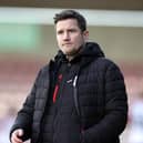 NORTHAMPTON, ENGLAND - MARCH 18: Crewe Alexandra manager Lee Bell looks on during the Sky Bet League Two between Northampton Town and Crewe Alexandra at Sixfields on March 18, 2023 in Northampton, England. (Photo by Pete Norton/Getty Images)