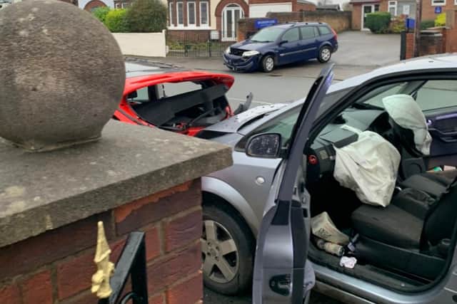 The crash on Dalestorth Road, Sutton last November that wrote off Brad Waterhouse's car and also that of his dad.