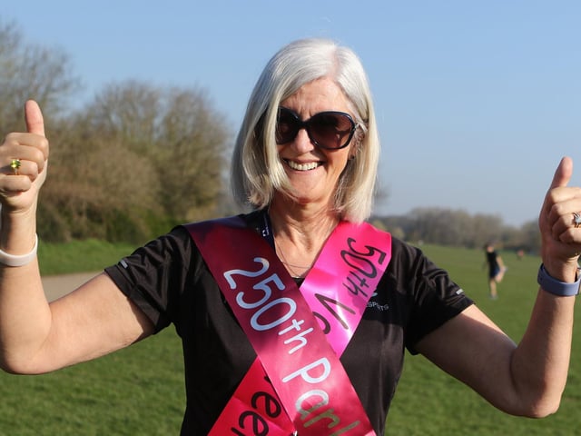 It's thumbs up from Mansfield parkrun stalwart Mandy Moody. This was her 250th run and her 50th as a volunteer, helping to organise the weekly event.