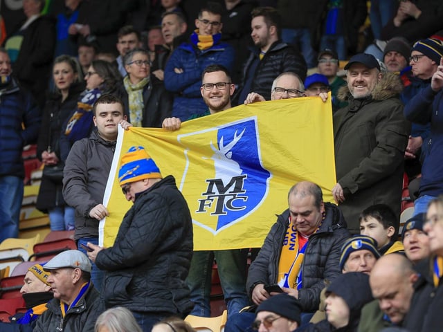 Mansfield Town fans ahead of the big win at Bradford