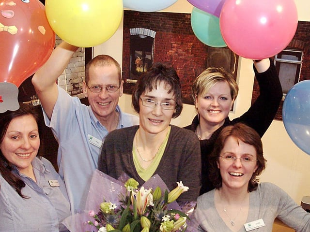 A party was held at the Mansfield Museum for Liz Weston centre to celebrate her 20 years as the museum Curator from the left are Lorraine Wagstaff, Paul Morton Liz Weston, Anne Bourne and Jodie Henshaw. Year: 2007.