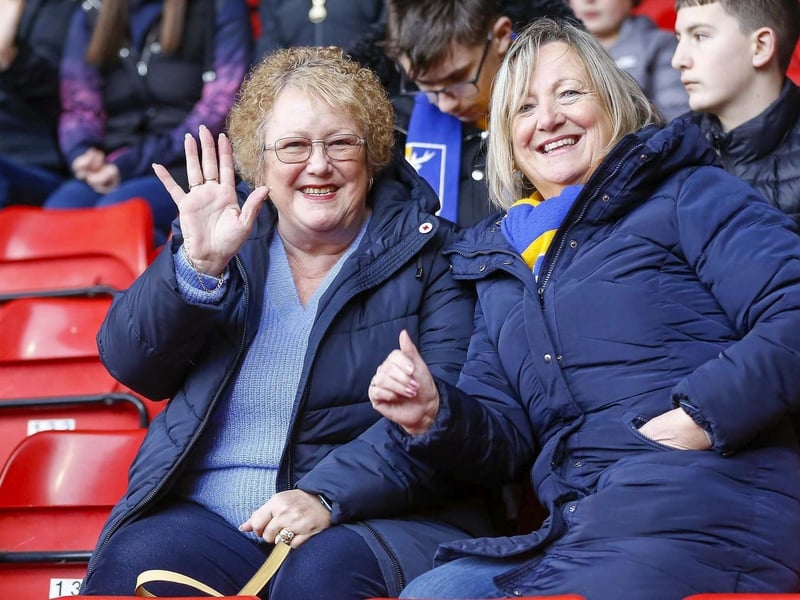 Stags fans watch the Sky Bet League 2 match against Walsall FC at the Bank's Stadium.
