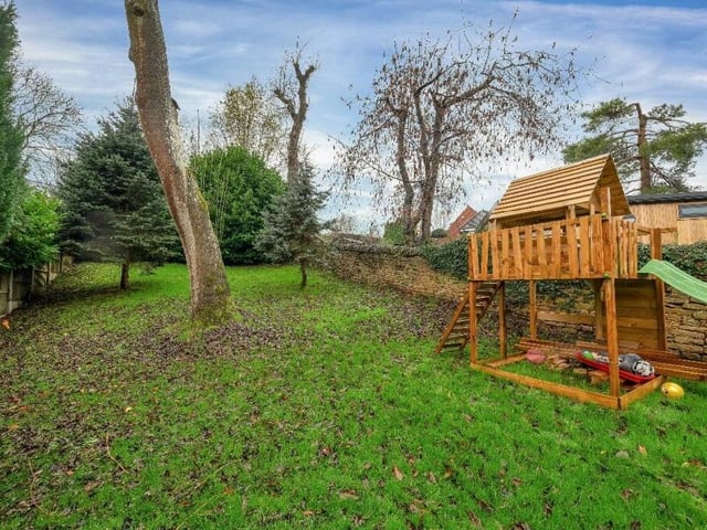 The bottom end of the back garden, which is full of character.